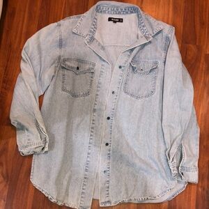 Light Blue Denim Button-Up Shirt